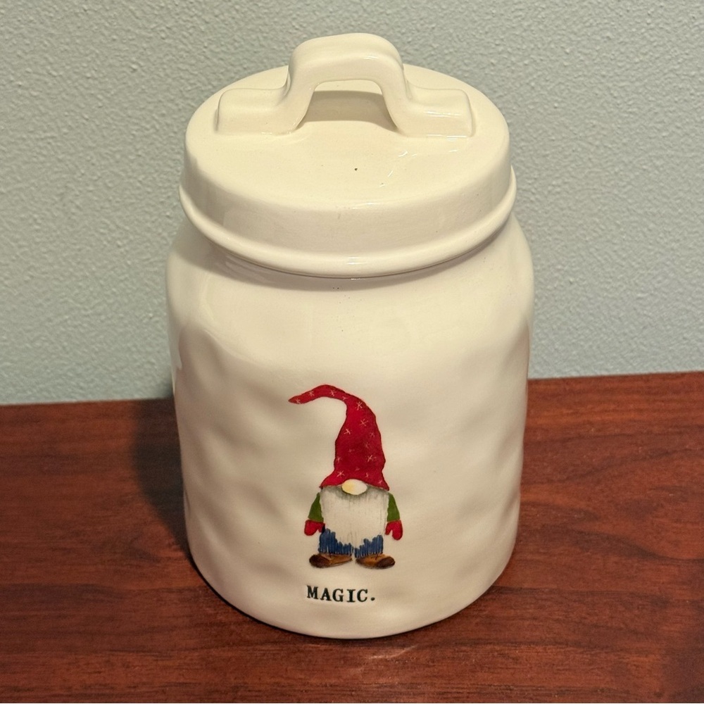 RAE DUNN Gnome Canister magic ceramic Christmas farmhouse whimsical rustic